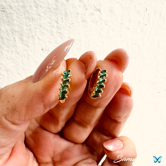 Hoops con zirconi Navette verde smeraldo  - by Samyijoux