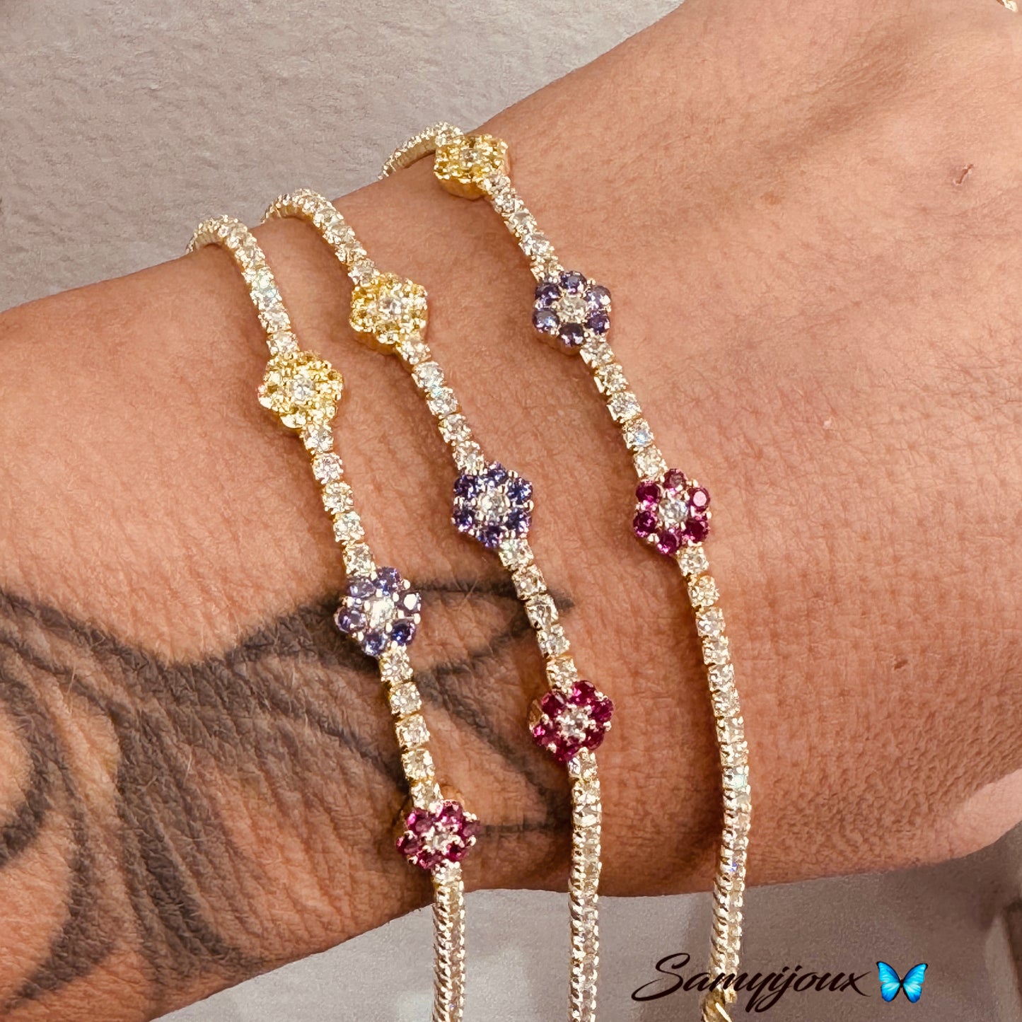 Bracciale Microtennis con fiori - by Samyijoux