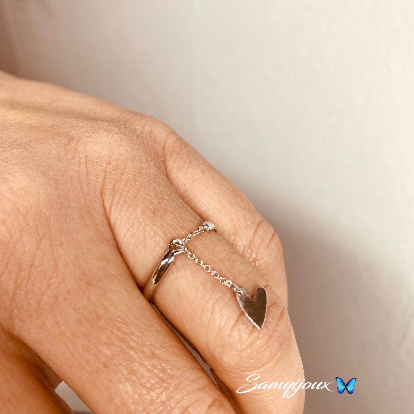 Anello con catenella e cuore Heart rock - by Samyijoux