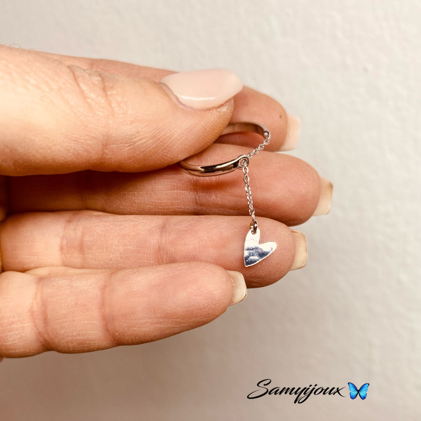 Anello con catenella e cuore Heart rock - by Samyijoux